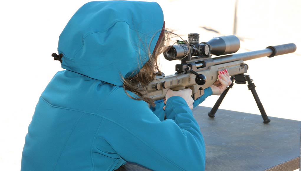 Shooting targets with a rifle in the desert near Las Vegas